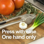 Garlic Press Set - Professional Stainless Steel Garlic Mincer with Silicone Peeler and Cleaning Brush, Rustproof Dishwasher Safe Kitchen Tool
