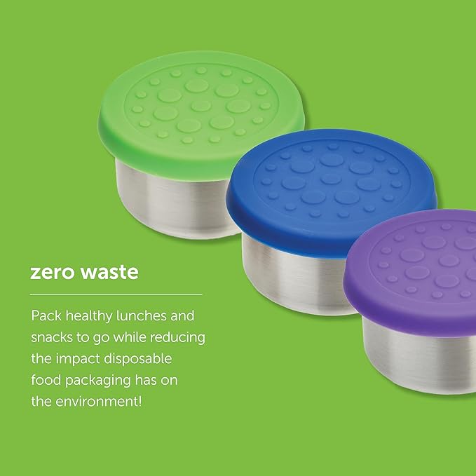 LunchBots 4.5 oz Stainless Steel Dressing Container for Condiments, Dips, Snacks, Dipping Sauce Cups with Silicone Lid, Fits in Lunch Bags and Bento Boxes - Set of 2 (Aqua)