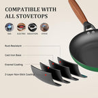 YUTANN Cast Iron Frying Pan 10 Inch - Non Stick Skillet with Diamond Pattern, Pre-Seasoned, PFAS/PFOA Free, Easy to Clean, Detachable Handle, Great for Indoor and Outdoor Cooking