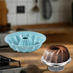 Silicone Cake Mold Flower Shaped - Non-Stick Bundt Pan, Reusable Flexible Baking Mold for Cakes Cupcakes Chocolate, Easy to Clean Blue Baking Supplies