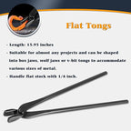 Blacksmith Tongs Knife Making Tongs Set V-Bit Blade Tongs, Flat Tongs, Blade Tongs, Wolf Jaw Tongs, Assembled Blacksmithing Bladesmith Steel Forge Tongs (4PCS)