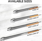18-Inch Long Stainless Steel BBQ Tongs with Extended Luxurious Acacia Handle – Durable and Easy-to-Clean Grilling Tool for Cooking, Kitchen Use, and Outdoor Barbecues