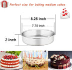 TeamFar 8 Inch Cake Pan, 3 Pcs Round Cake Pan Tier Cake Pan Set Stainless Steel, Healthy & Heavy Duty, Mirror Finish & Easy Clean, Dishwasher Safe
