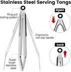 Chengu 12 Pack Stainless Steel Kitchen Tongs 7/9/12 Inches Food Serving Clip Kitchen Cooking Tongs High Heat Resistant Clips for Cooking Non Stick Locking Grill Salad (Black)