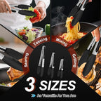 Kitchen Tongs with Silicone Tips - Heat Resistant 600°F Stainless Steel Cooking Tong Set, Non-Stick 7" 9" 12" Locking Silicone Tongs for Cooking, Grilling, Serving & Baking (3-Piece, Black)
