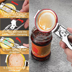 Adjustable Multifunctional Stainless Steel Can Opener, 2026 New Stainless Steel Can Opener Bottle Jar Lid Gripper Household Kitchen Tool, Manual Jar Bottle Opener Kitchen Accessories (3 Pcs)