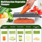 Multifunctional vegetable cutter 26 in 1 vegetable slicer, cucumber slicer, potatoes, tomatoes, zucchini, garlic, eggs, vegetable cutter with container and lid, salad cutter, dicing machine, shredder