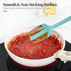 600ºF Heat Resistant Spatula, 11.34 inch High Heat Food Safe Semless Kitchen Silicone Spoon Spoonula Scraper for Cooking Baking Mixing Scraping Stirring Nonstick Cookware Pan Bowl (Aqua Sky)