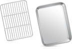 9 Inch Baking Sheet Pan with Rack Set, Joyfair Stainless Steel Toaster Oven Pans Tray & Cooling Racks for Cookie/Jelly Roll/Bacon/Meat, Commercial Metal & Rust-free, Dishwasher Safe