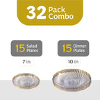 PLASTICPRO 120 Pack Plastic Plates Set of 60-10 inch Plates and 60-7 inch Plates, Elegant Clear Spiral and Gold Rim Disposable Fancy Plates Premium Heavyweight