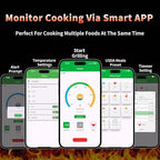 Wireless Meat Thermometer Digital, 600 Ft Long Range Bluetooth 5.3 with Smart App Control, High Accuracy Waterproof Ceramic Probe, Fast Charging & Magnetic for Oven Grill BBQ Smoker Rotisserie