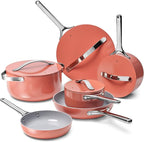 Caraway Deluxe Non-stick Ceramic Cookware Set (16 Piece) Pots, Frying Pans, Lids and Kitchen Storage - PFAS & PFOA Free - Oven Safe Pan Set & Compatible with All Stovetops - Perracotta