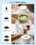 ECOWELL Milk Frother, Coffee Frother Electric, Automatic Hot and Cold Foam Frother, Stainless Steel Milk Steamer and Frother for Latte, Macchiato, Cappuccinos 8.1oz/240 ml Silver, WMMF02