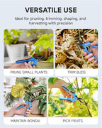 Fondwell 6.5" Pruning Shears Garden Scissors: 2 Pack of Ultra Sharp Trimming Scissors with Non-Stick Teflon Coating - Reliable Flower Snips for Managing Small Plants