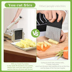 Commercial French Fry Cutter, Heavy Duty Potato Slicer with 3/8 and 1/2Inch Blade, Stainless Steel Potato ChopperFrench Fries Cutter with Suction Feet,
