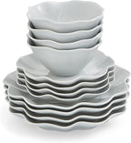 Portmeirion Sophie Conran Floret 12 Piece Dinnerware Set | Service for 4 | Elegant Dinnerware Serving Plates | Appetizer, Buffet, Dinner, and Lunch Plates | Dishwasher Safe – Dove Gray