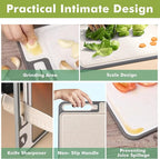 XIAPIA 2-in-1 Cutting Board Set (2 Pack), Stainless Steel & Plastic Cutting Boards for Kitchen, Metal Chopping Board Non Toxic & BPA Free, Built-in Knife Sharpener|Ginger Grater|Measurement Marks