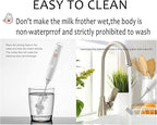 Milk Frother Handheld Foam Maker with 2 Stainless Stirring Head 3 Speed Rechargeable Electric Blender Milk Frother Wand Drink Mixer for Cappuccino Matcha Latte Hot Chocolate Protein Powder Egg (White)