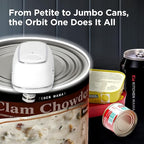 Kitchen Mama Orbit One Rechargeable Electric Can Opener: Hands-free, USB-C Charging, Automatic Stop, Smooth Edge, Safety, Blade for Large Cans, Heavy Duty, Soda and Pop Can, with Storage Box (White)