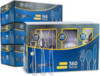 Party Bargains Disposable Cutlery set, SAPPHIRE Design, Clear Color, 1,440 Pieces: 720 Forks,480 Spoons, 240 Knives