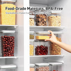 Food Storage Containers with Lids,2.9Qt 2Pcs Airtight Pop Food Storage Containers, BPA-Free Stackable Kitchen Pantry Organizers and Storage, One Button Opening Flour and Sugar Container Sets