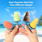 Popsicle Mold Set 4 Pieces Homemade Silicone Popsicle Maker Easy Release Ice Cream Molds Reusable DIY Pop Molds (Pink, WinterWonder Pops)