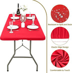 6 Pack Stretch Fabric Table Top Cap Cover, fits 6' Tables, Spandex Table Covers Washable Elastic Universal Rectangle Tablecloth Protector for Indoor Outdoor Party Picnic Wedding, Red, 30" W x 72" L