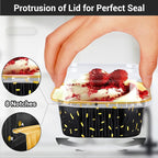 EUSOAR Cake Pans with Lids, 50pcs 10oz/300ml Square Cupcake Liners Disposable Ramekins, Aluminum Foil Containers Muffin Cups for Baking Mini Cake Loaf Bread Holders for Birthday Wedding Party Favor