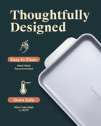 Caraway Non-Stick Ceramic 9”x13” Rectangle Pan Duo - Naturally Slick Ceramic Coating - Non-Toxic, PTFE & PFOA Free - Perfect for Brownies, Lasagnas, and More - White