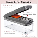 Vegetable Chopper, Onion Chopper Dicer, Mandoline Slicer with Container, Vegetable Cutter for Salad Potato Carrot Garlic（2 Blades, Grey）