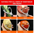 KULUNER 304 Stainless Steel Multi-Function Kitchen Peeler - With Solid Wood Handle, Sharp & Durable Blade, Effortlessly Peels Vegetables and Fruits, Essential Kitchen Tool