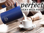 Zulay Milk Frother Electric Heater (10oz/300ml) - Automatic 4-in-1 Function Milk Steamer For Hot & Cold - Stainless Steel Electric Milk Frother For Latte, Cappuccino Hot Chocolate 120V - Sky Blue