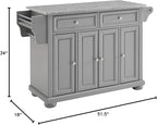 Crosley Furniture Alexandria Granite Top Rolling Kitchen Island Storage Cart, Microwave Stand, Spice Rack, Gray