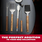 BBQ-AID All Angles BBQ Grill Brush for Outdoor Grill – Cleans All Angles, Large Wooden Handle, and Stainless Steel Bristles - BBQ Brush for Grill Cleaning – Grill Cleaner Brush Safe for BBQ and Grill