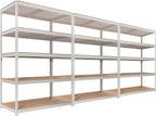 HOMEDANT White 5 Tier Laminated Boltless Heavy Duty Garage Storage Adjustable Wide Size Metal Shelving Unit Utility Rack Shelves Organization Shelf Shed Warehouse 47.7" W x 24.1" D x 71.3" H 3Pack