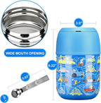 17 oz Insulated Lunch Containers Hot Food Jar, Wide Mouth Lunch Thermo for Kids Adults, Vacuum Stainless Steel Lunch Box With Handle Folding Spoon for School, Office Blue - Car