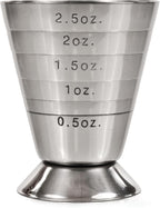 True Trio Multi-Unit Drink Measure, Shot Measuring Cup with Oz, Ml, and Tbsp Markings, Stainless Steel 2.5oz Set of 1