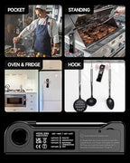 2025 Meat Thermometer Digital, ±0.5°F Accuracy Instant Read Thermometer180° Rotating Display, Calibratable and Auto Off, IP67 Waterproof Food Thermometer for Cooking,Grill,Oil Deep Fry, Brewing,Candy