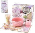 Matcha Whisk Set, 8-Piece Ceramic Japanese Matcha Bowl & Accessories Kit for Traditional Tea Ceremony, Home Use & Gifts (Pink)