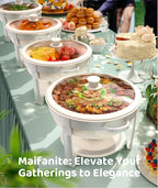 Chafing dishes for buffet 4PACK, [Game Changer Maifanite-Coated] Chafing Dish Buffet Set Offer the Elegance of nature, 5QT Food Warmers for Parties Serve for Wedding, Birthday, Church Events, ETC
