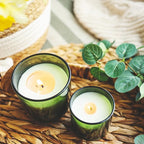 SHOWIN Thick Candle Jars for Making Candles 16 Pcs, 7 OZ Empty Jars with Wood Lids for Candle Making, Sample Container, Green