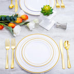 NOCCUR 400PCS Gold Plastic Silverware - Gold Plastic Cutlery Include 200 Forks, 100 Spoons, 100 Knives, Disposable Silverware Perfect for Party&Daily Using