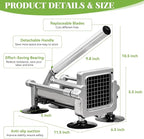 Commercial French Fry Cutter, Heavy Duty Potato Slicer with 3/8 and 1/4Inch Blade, Stainless Steel Potato ChopperFrench Fries Cutter with Suction Feet,