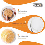 Glass Jars with Wood Lids 6 Pack with 112 Labels, 15 OZ Storage Food Canister for Coffee| Sugar| Snacks| Nuts