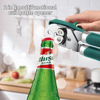 Can Opener Manual, Handheld Strong Heavy Duty Stainless Steel Can Opener, Comfortable Handle, Sharp Blade Smooth Edge, Can Openers with Multifunctional Bottle Opener, Aqua Sky