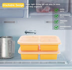 Bangp 1-Cup Silicone Freezer Trays with Lid,2 Pack,Easy-Release Silicone Freezing Tray for Soup Ice Cubes,Soup Freezer Molds,Freeze & Store Broth,Sauce,Leftovers - Makes 8 Perfect 1 Cup Portions
