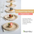 Bambu Pack of 8-9 Inch Disposable Bamboo Plates Fancy, Biodegradable Eco Friendly Products, Bamboo Disposable Plates for Party, Weddings, and Events, Great For Any Occasion, Compostable Plates