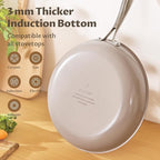 Nonstick Frying Pan Set with Lids, Induction Cookware with Molecular-bonded Induction Base, Nonstick Ceramic Coating Free of PTFE, 8" 10" 11" Non Stick Skillet, Compatible with All Stovetops
