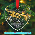 Awesome Trumpet Glass Ornament Gift for Xmas 2025, Customized Text Year Name Trumpet Lover Christmas Ornaments Gift for Women Men Friends Besties Coworker, Personalized Trumpets Player Glass Ornament