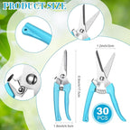 Chumia 30 Pcs Garden Flower Shears Pruning Scissors Heavy Duty Plant Scissors Trimming Garden Clippers Hand Tree Pruner for Yard Gardening Plants Hedge Flower Tree Cutting Secateurs (Blue)